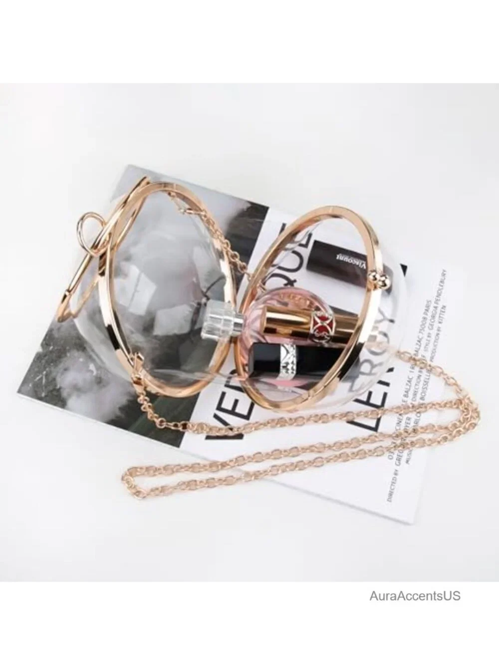 Round Acrylic Clear Crossbody Clutch Evening Bag